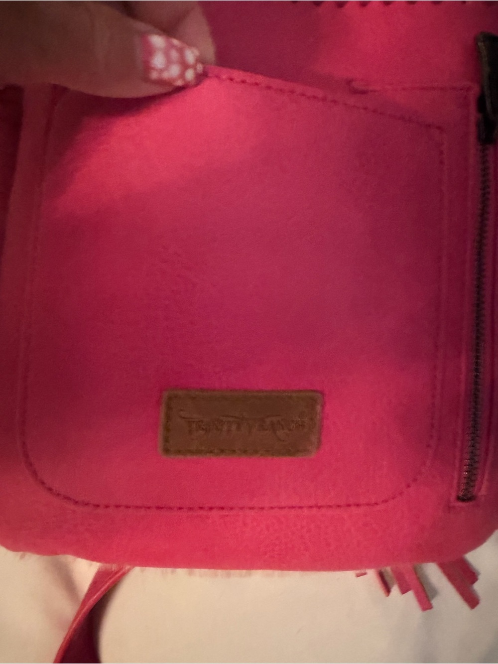Trinity Ranch White Hair-on Hide Crossbody Bag with Pink Fringe - Picture 8 of 10